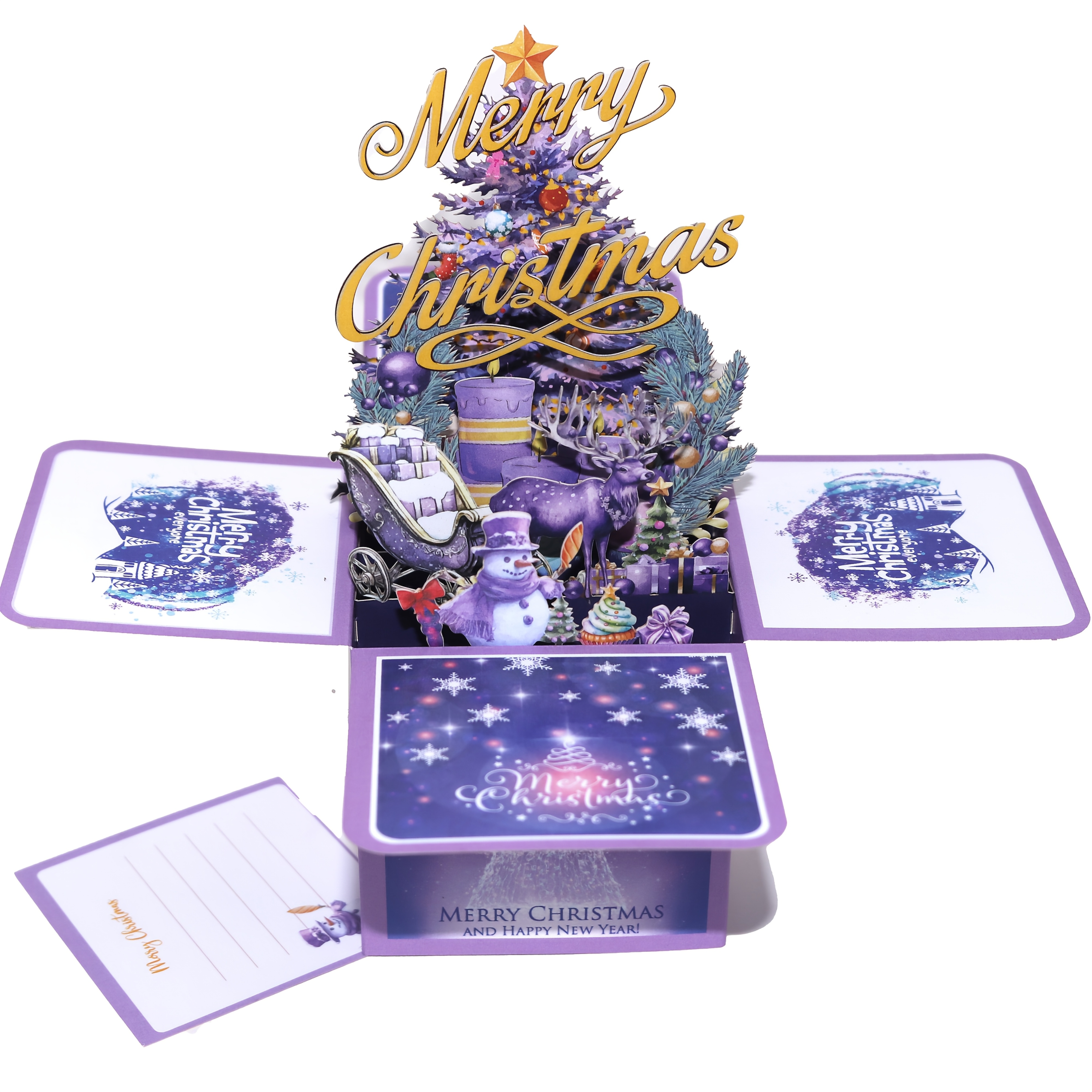 -piece Purple Christmas Snowman Box Includes A Beautiful Envelope. Its Purple Very . -dimensional Snowman To The Box