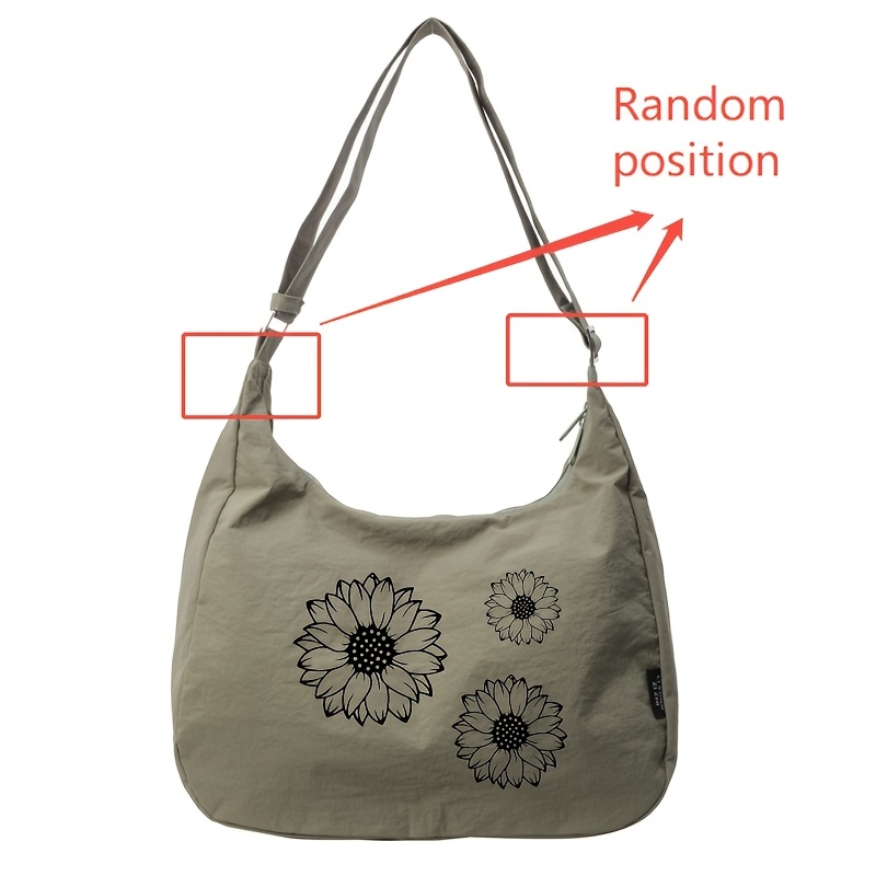 TEMU Hip-hop Style Single-shoulder Bag Sunflower Print Pattern Casual Easy Motorcycle Large Capacity Crossbody Bag Shoulder Bag Pouch Backpack