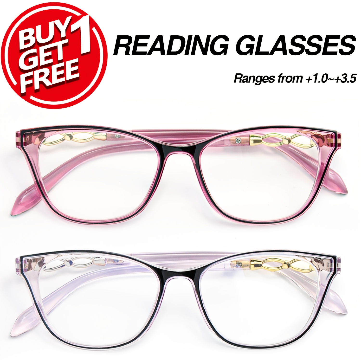 2pcs High-End Cat Eye Frame Reading Glasses Set