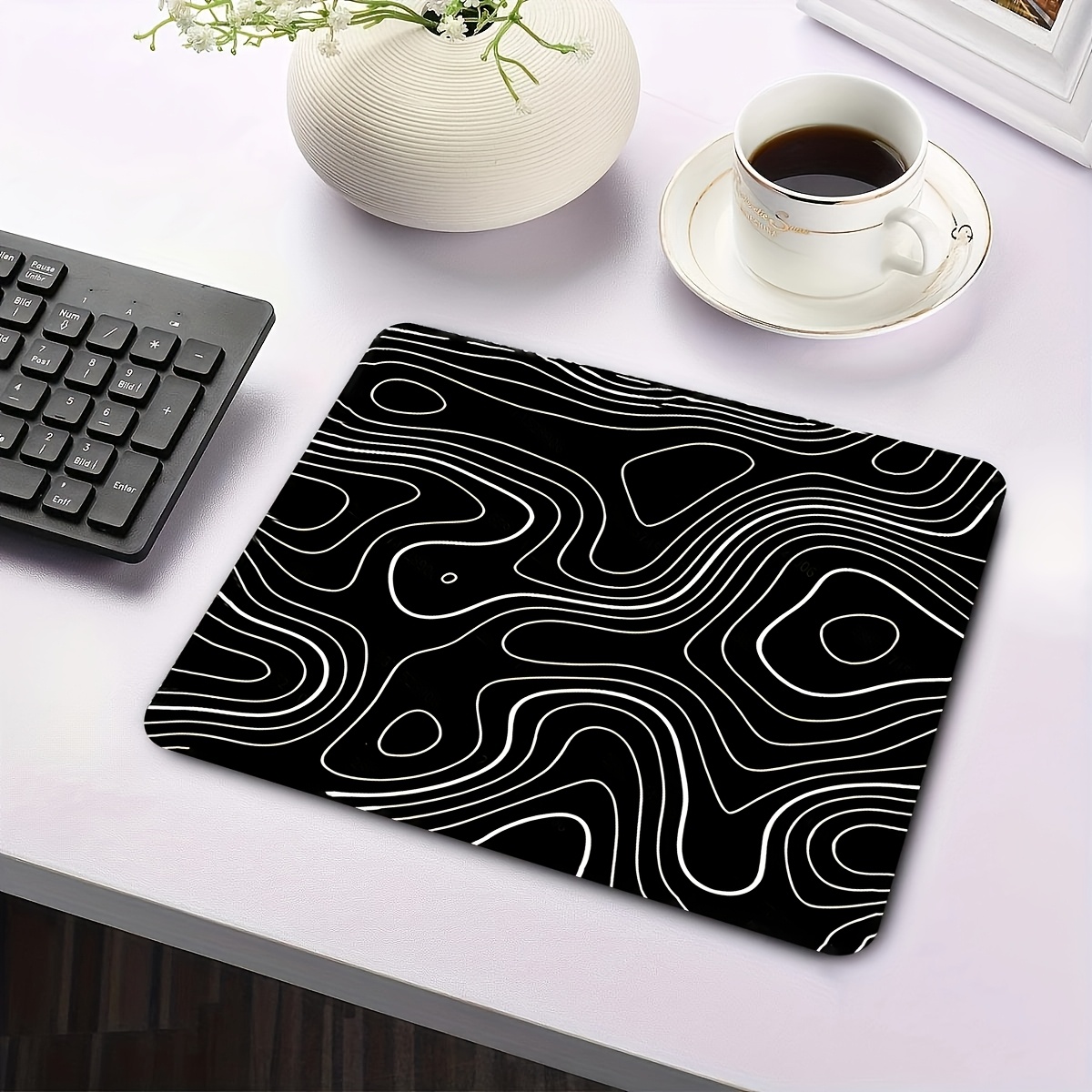 TEMU Large Mouse Pad, Abstract Terrain Line Outline Washable Non-slip Rubber Office And Gaming Computer Desk Mat, Advanced Computer Additions,