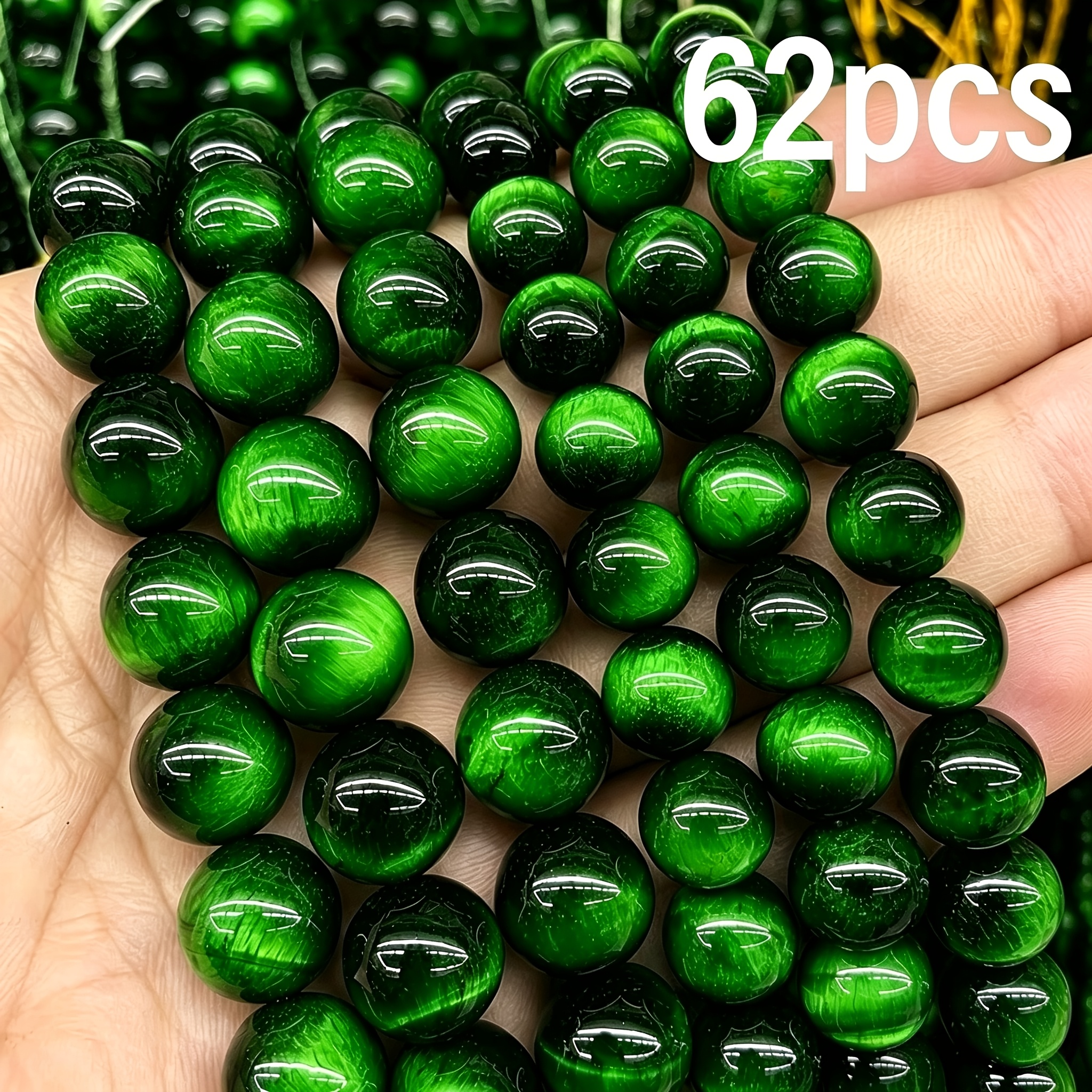 TEMU 62pcs 's Eye Loose Beads, Glass Material Jewelry Diy Supplies, Jewelry Diy Beading, Handmade Diy, Decorative Supplies, Used For Keychains,