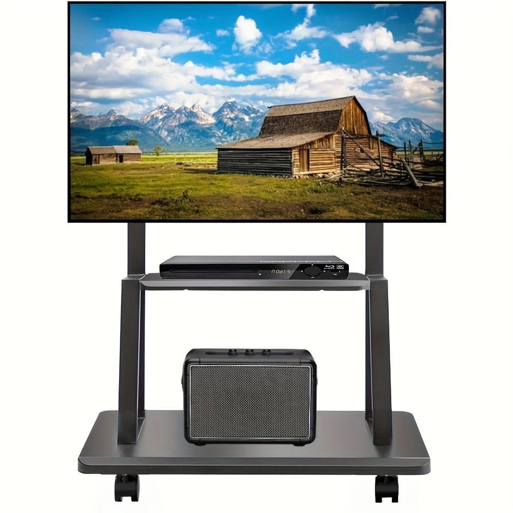 large mobile tv stand with laptop shelf fits 32 75 inch led lcd oled flat screen tvs portable tv cart height adjustable vesa 200 600mm compatible max 88 lbs capacity for   and other tvs curved tv mount sturdy metal frame