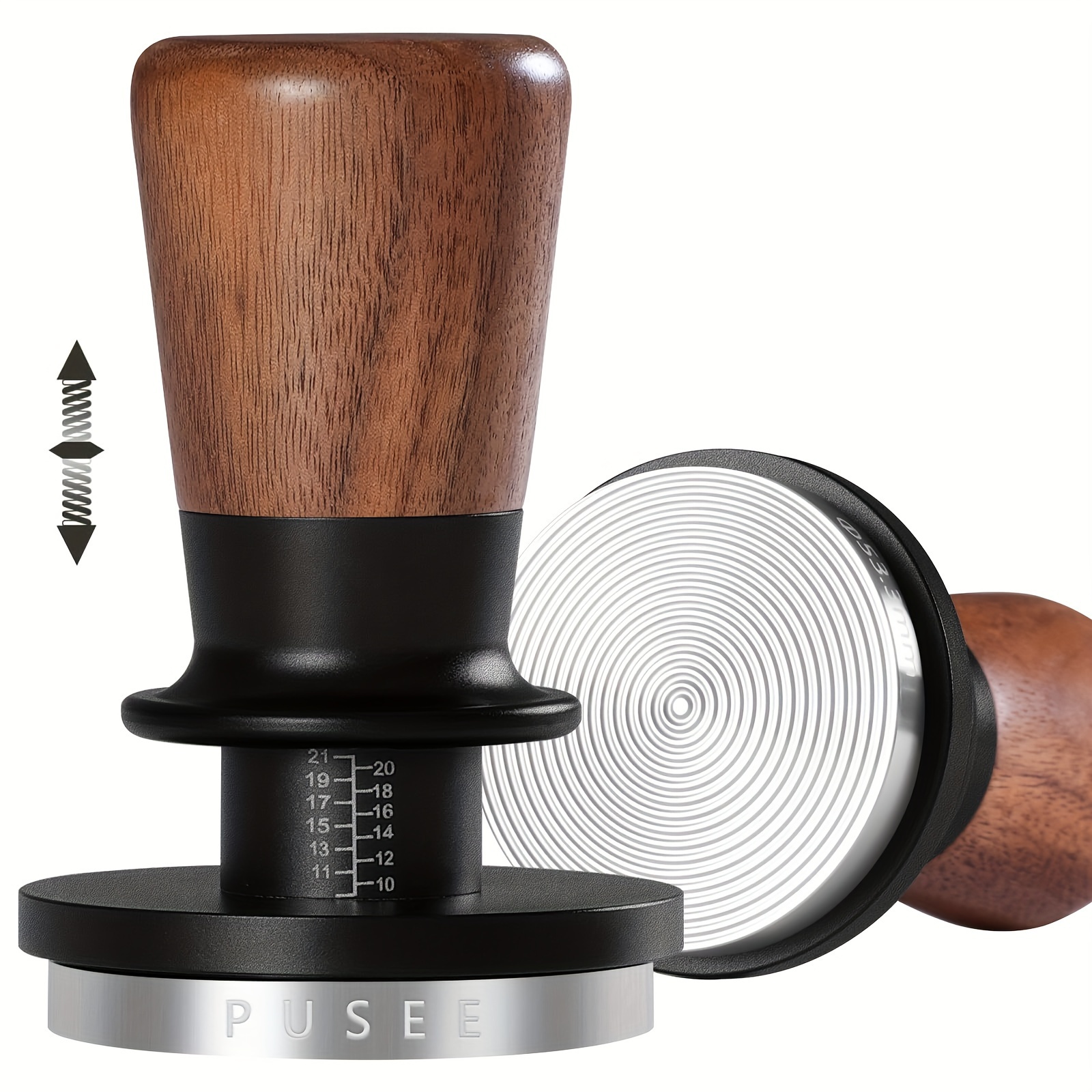 

Espresso Tamper, Calibrated Tamper With 30lbs Double Spring Loaded Tamper Walnut Wood Coffee Tamper For Barista Home, Stainless Steel Base Tamper Espresso Tool Fits 51/54/58mm Portafilters