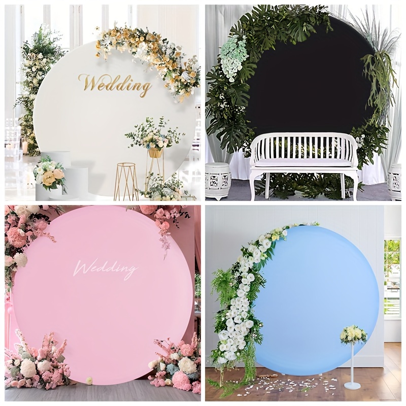 

Soft Elastic Wedding Party Photo Backdrop - 6ft/6.5ft/7.2ft, White, Black, Pink, Blue, Round, Studio Props, Decorations