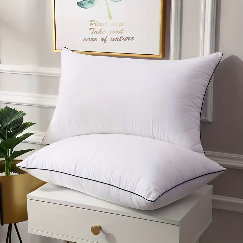 4pcs Set Luxury Hotel, Guesthouse, Dormitory, and Home Use Bed Pillows, White. Suitable for Modern Home, Travel, and Guest Rooms. Ideal for Back/Side Sleepers. Neck Support Bed Pillows. High-Quality Sleep-Specific Firm Pillows. Hotel-Grade Pillows.