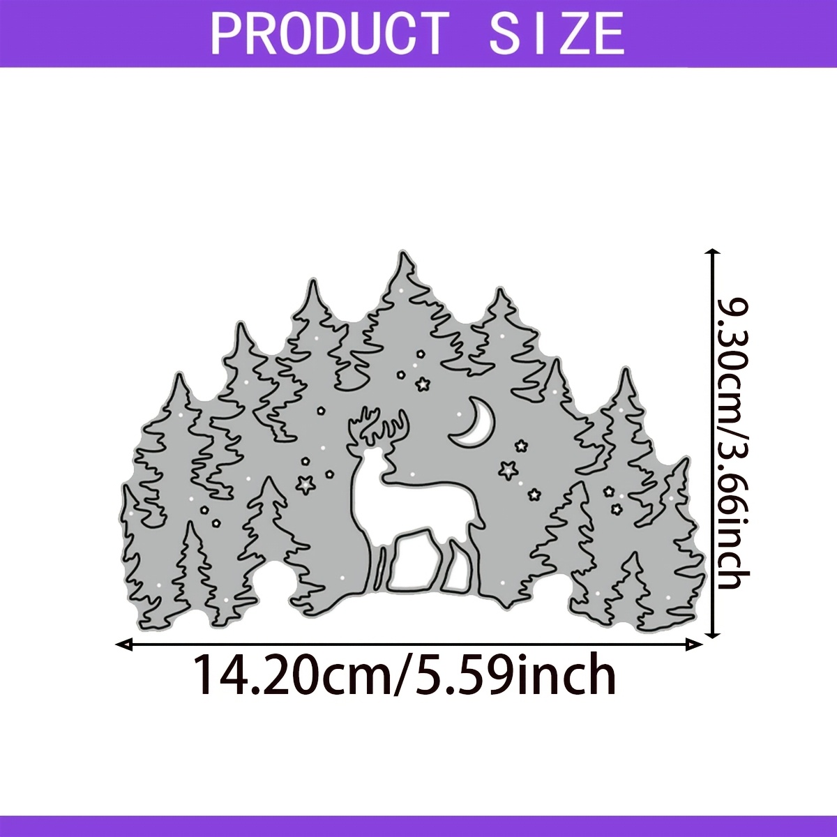 TEMU 1pc Carbon Steel Christmas Reindeer And Pine Tree Die-cutting And Embossing Template, Craft Mold For Scrapbooking, Christmas Greeting Cards,