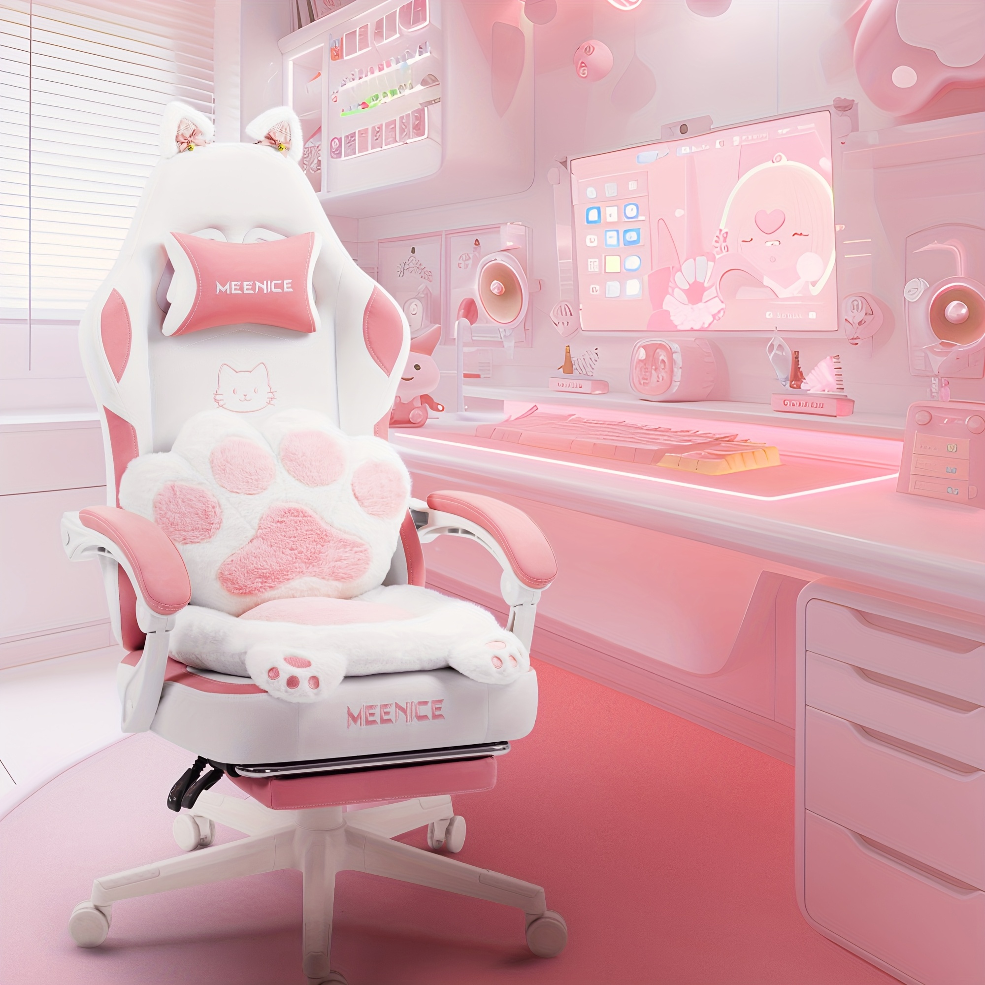 HOT Pink Gaming Chair With Rabbit Ear Chair Cat Ears Pink