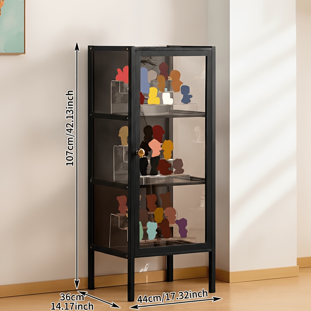 1pc Vertical Kitchen Storage Rack, Multi-tier Cabinet With Doors For Bedroom, Home Use, And Displaying Figurines, Standing Shelf