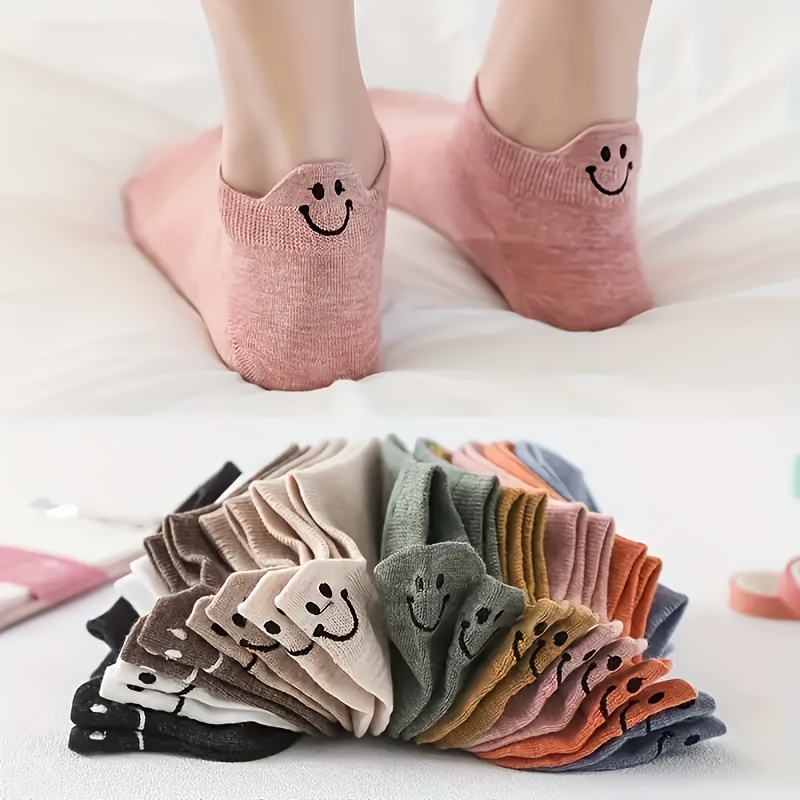 

7/12pcs Elegant Women's Ankle Socks - Breathable, Comfortable With Cute Embroidered , Fall & Winter, For Spring