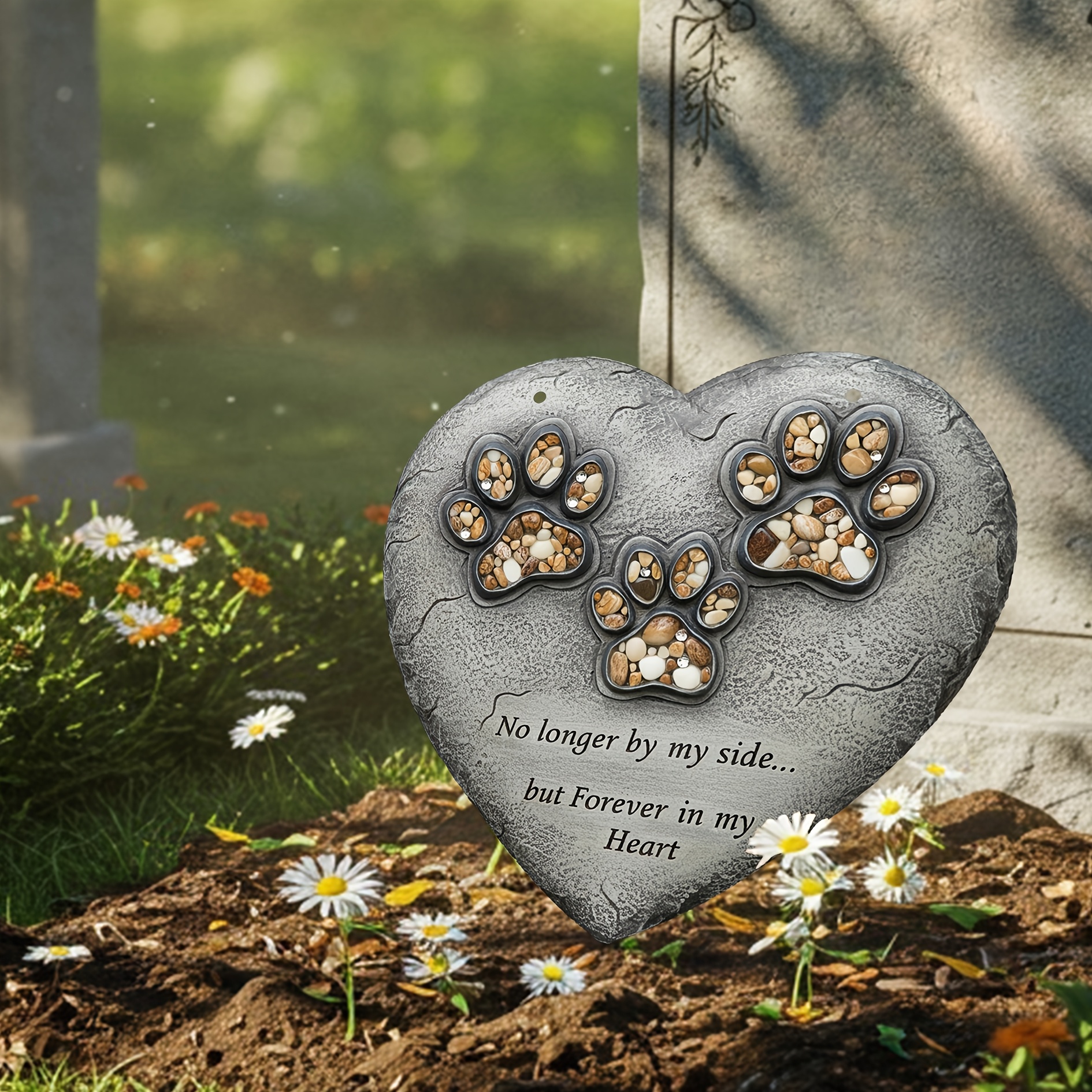 

1pc Memorial Garden Stone With Engraved - "no By ... But " Message - Resin, Weather-resistant Outdoor & Indoor Decor For - Perfect Sympathy Gift, 6.3"x6.3