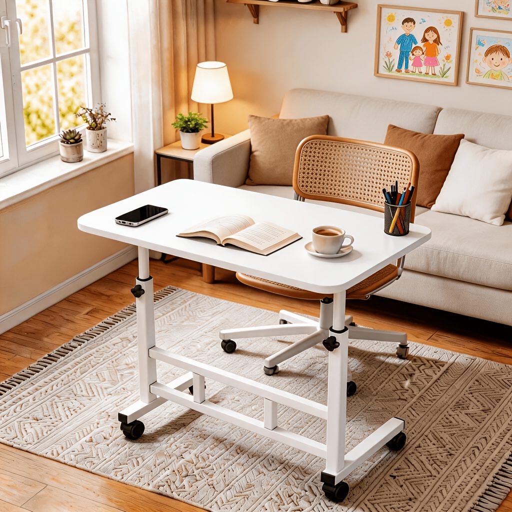 TEMU 23.62in/30in/35in Portable Compact Computer Desk Cart, Small Space Workstation Writing Table Printer Stand, With Wheels, Desk, Portable Small