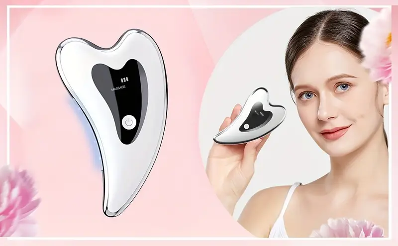wiederaufladbares elektrisches Gua Sha-Gesichtsmassagegerät mit Wärmevibration, USB-Aufladung, 650 mAh Lithium-Polymer-Akku zur Entspannung von Gesicht, Hals und Augen, Details 4