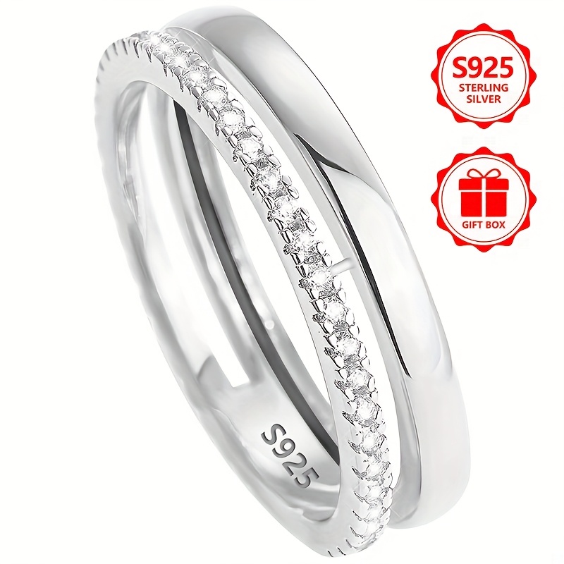 925 Silver Double Layer Ring - Simple & Elegant Design