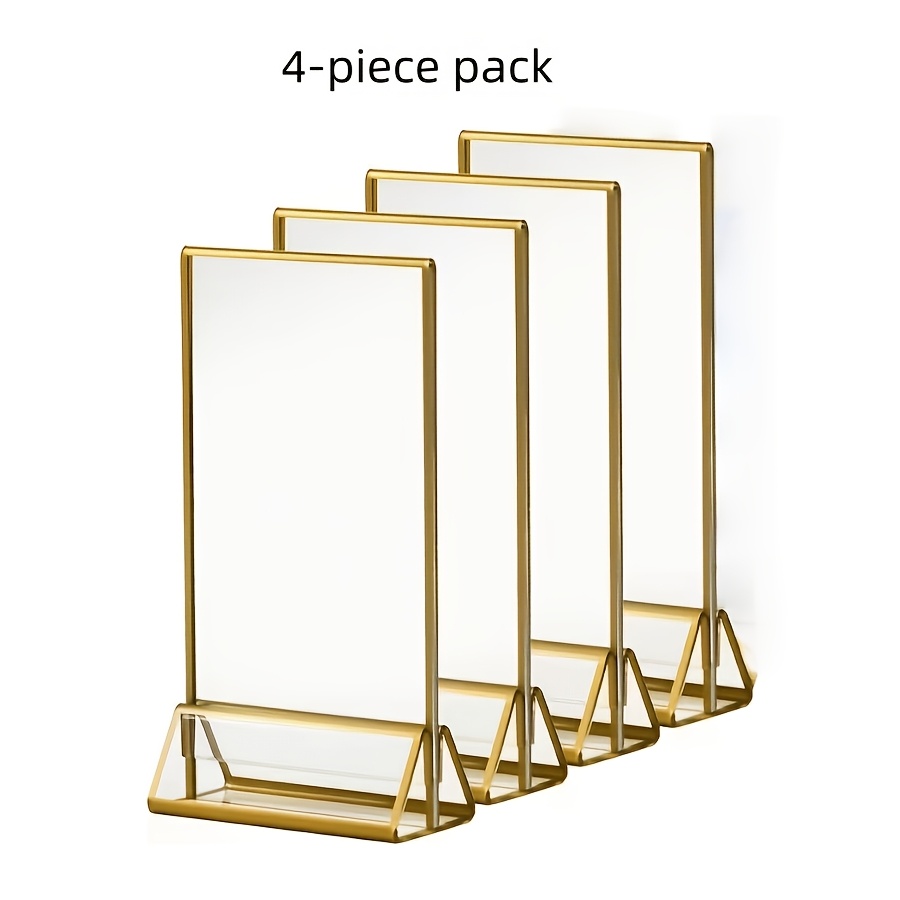 TEMU 4pcs/8pcs Transparent Acrylic Wedding Table Number Signs, Golden-framed Photo Display Stands, Double-sided Frames, Suitable For Occasions: Hotel