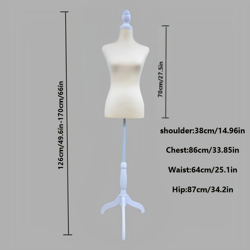 TEMU Adjustable Women&;s Mannequin With Stand - Easy Assembly, Durable Plastic In White/ivory/black Sinterklaas