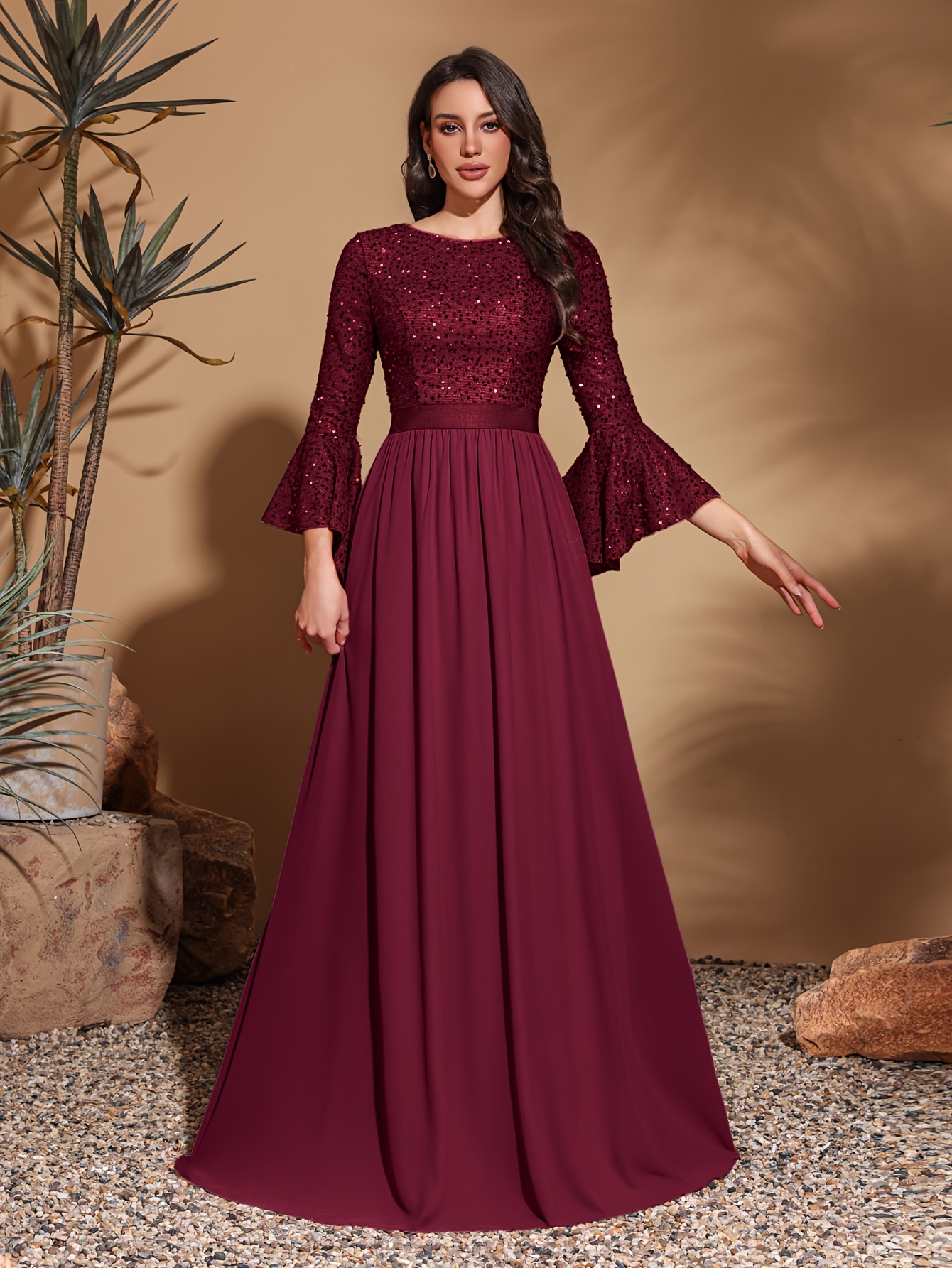 white christmas dresses Retro inspired casual wedding dress with trumpet sleeve – La Novale Atelier main image 0
