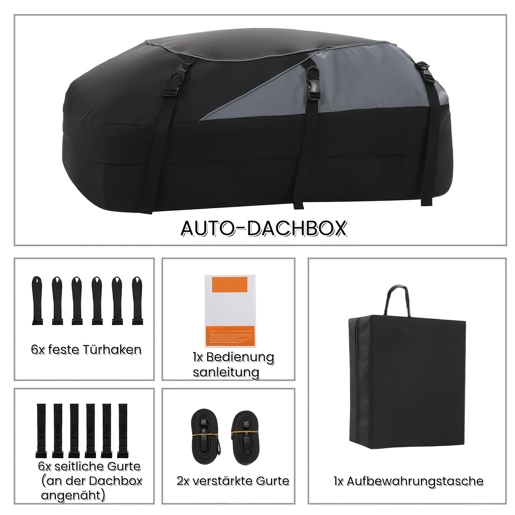E-shop 585-Liter-Autodachbox, faltbare Dachgepäcktasche, Dachgepäckraum-Stauraumbox, Dachbox, Oxford-Gewebe, passend für Dachträgerboxen von Autos