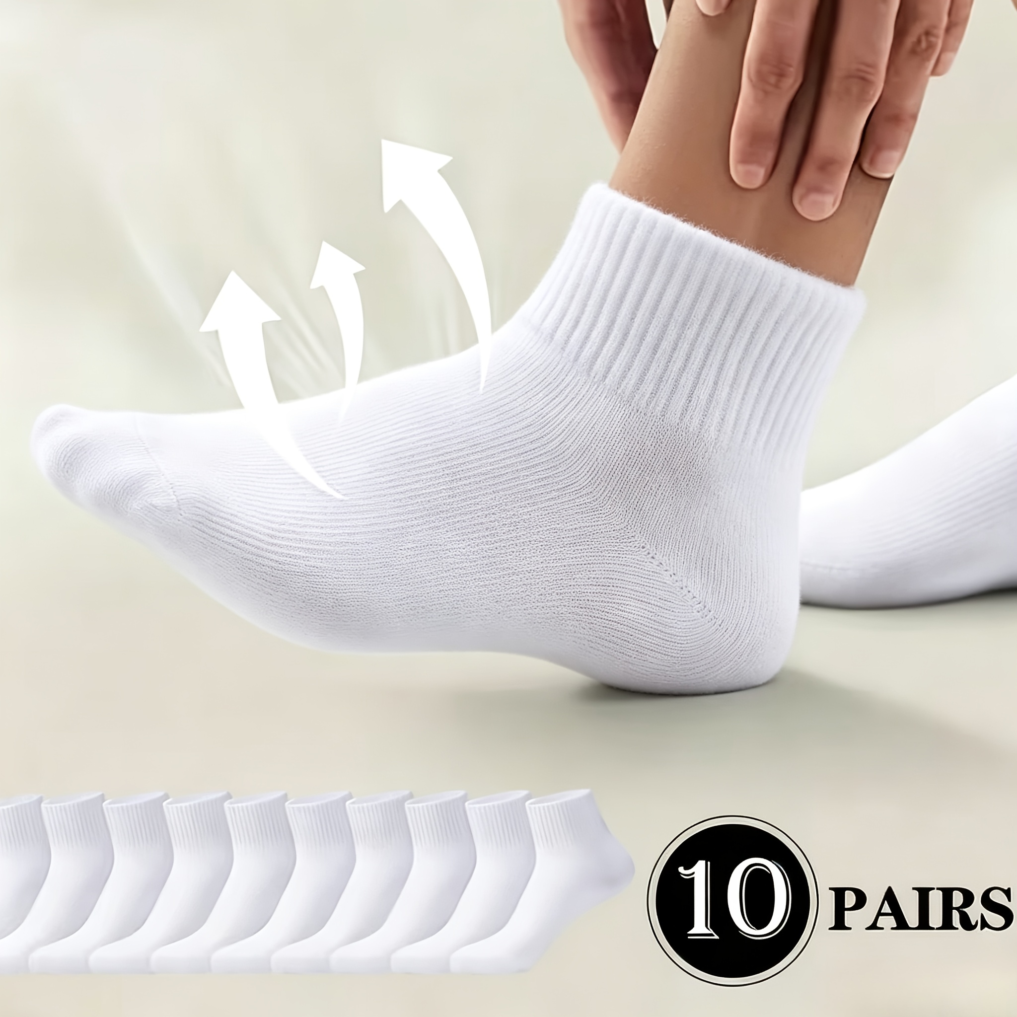 TEMU 10 Pairs Of Black And White Comfortable Sports Men's And Women' Socks, Neutral, Ankle Socks, Low-top Invisible Socks, Moisture-absorbing And