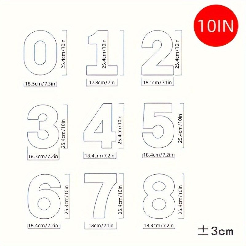 9pcs/set Numbers Cake Stencils 0-8 Number Cake Making Templates Desserts Pastries Decorations Baking Template 4/6/8/10/12/14 Inches