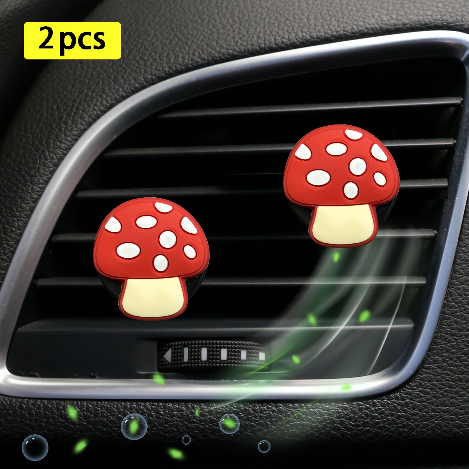 

Red Mushroom Car Air Freshener Clip Set Of 2, Vent Aroma Clip For Vehicle Air Conditioning, Fragrance Dispenser With Balm/compressed Scent Tablet, Car Interior Decoration Aromatherapy Accessories