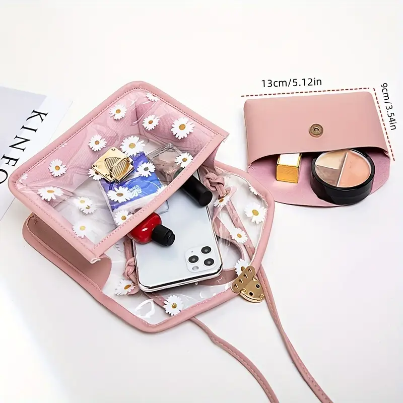 small daisy mother bag crossbody fashion womens transparent jelly handbag details 1