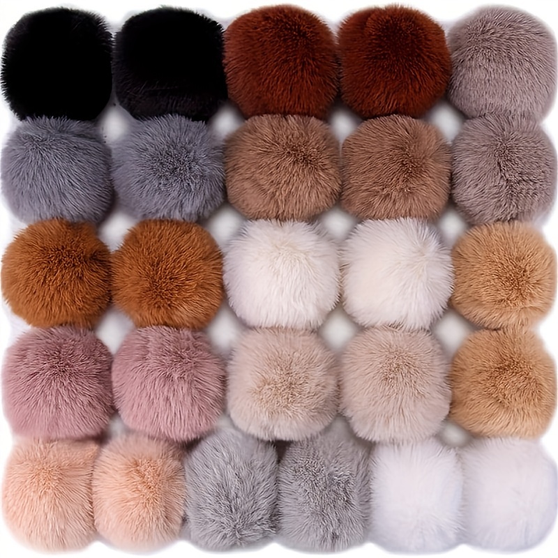 

12pcs Pompons en Fausse Fourrure de Lapin avec Boucles Élastiques - Parfaits pour Chapeaux, Porte-clés, Écharpes & Sacs - Décorations pour Noël & Halloween