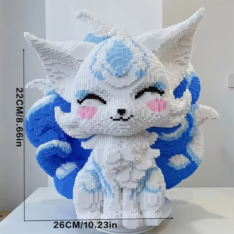 2426pcs Blue Nine-tailed Fox Diy Hand-assemble Building Blocks Educational Adult Toy New Year Gift For Boys And Girls