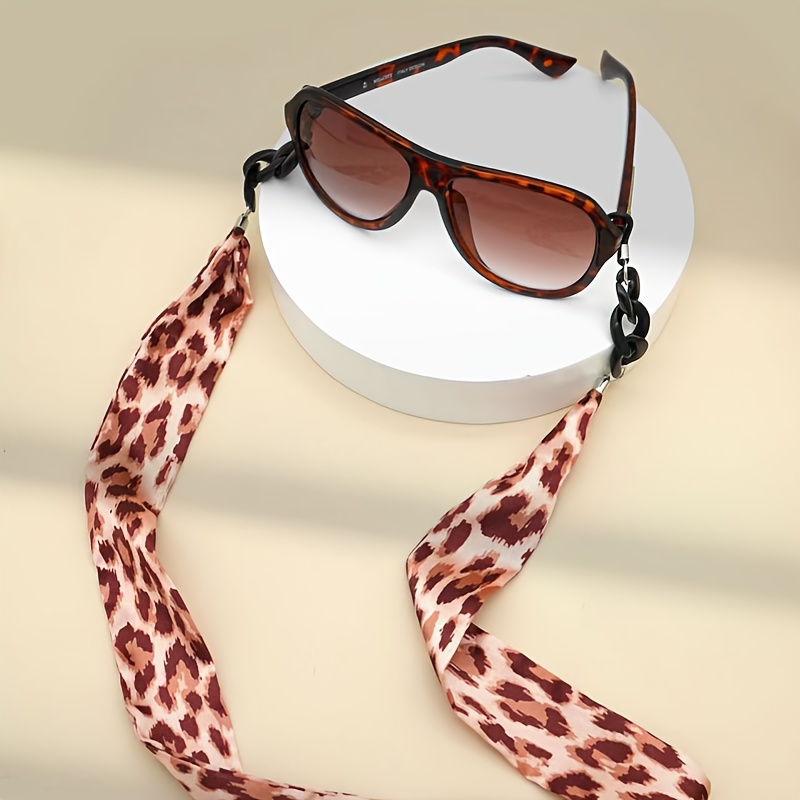 Classic Leopard Print Satin Ribbon Buckle Eyeglass Chain