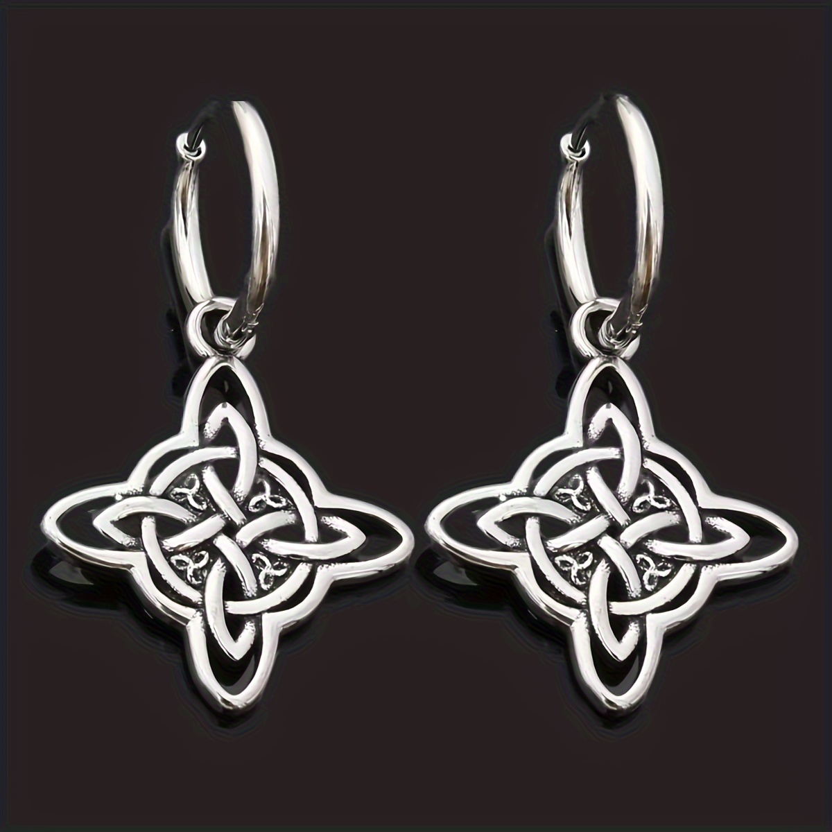 

Witches Knot Cross Hoop Earrings Men Women Irish Wiccan Dangle Earrings Celtic Knot Drop Earrings Good Luck Amulet Gifts For Him