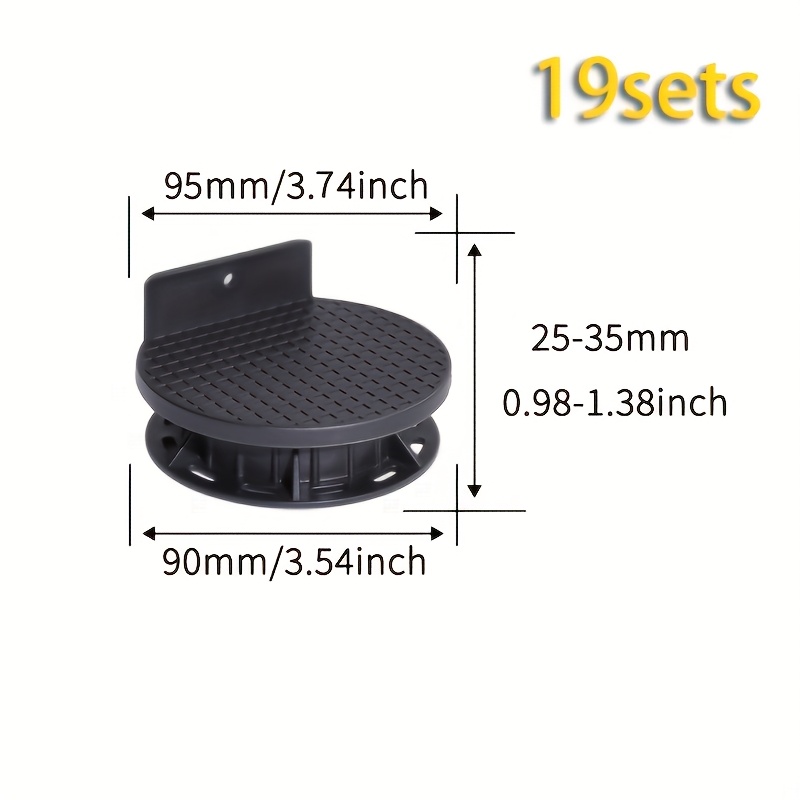 19 Sets 25- Adjustment Range Pp Plastic Floor Adjustable Decking Beam Support, Decking Joist Pedestals System