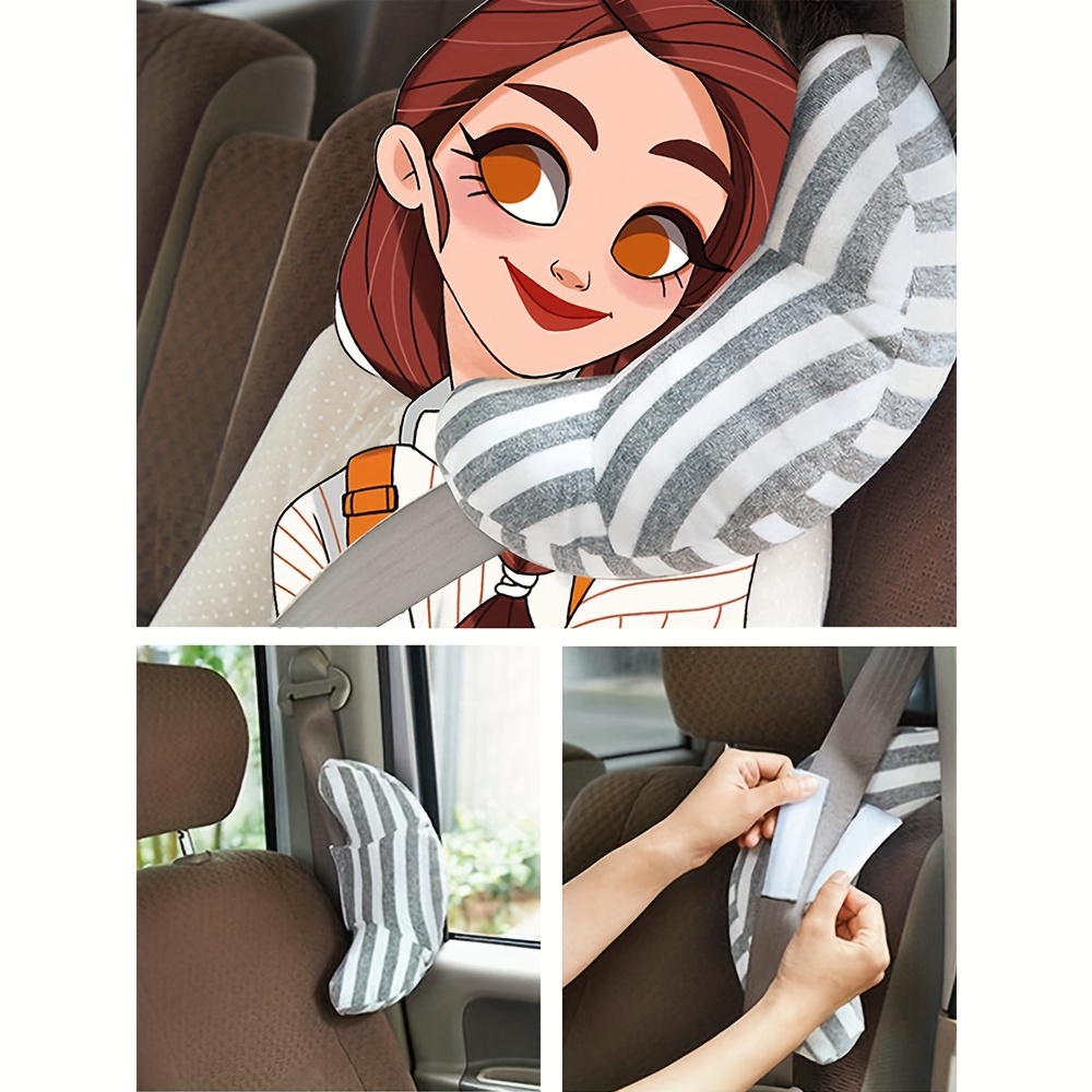 

Ergonomic Car Neck Cushion With Comfort Belt - Shoulder Support, Reversible Design, Soft Polyester Fill, Multifunctional Travel Accessory