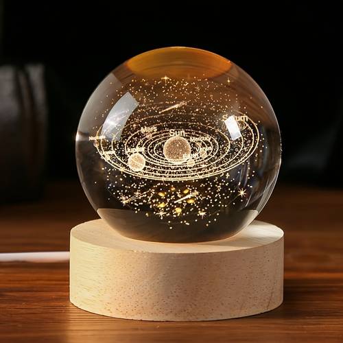 1 36 in system crystal ball with wooden light base planets night light outer science model for physics enthusiast back to school graduation gifts educational model lamp
