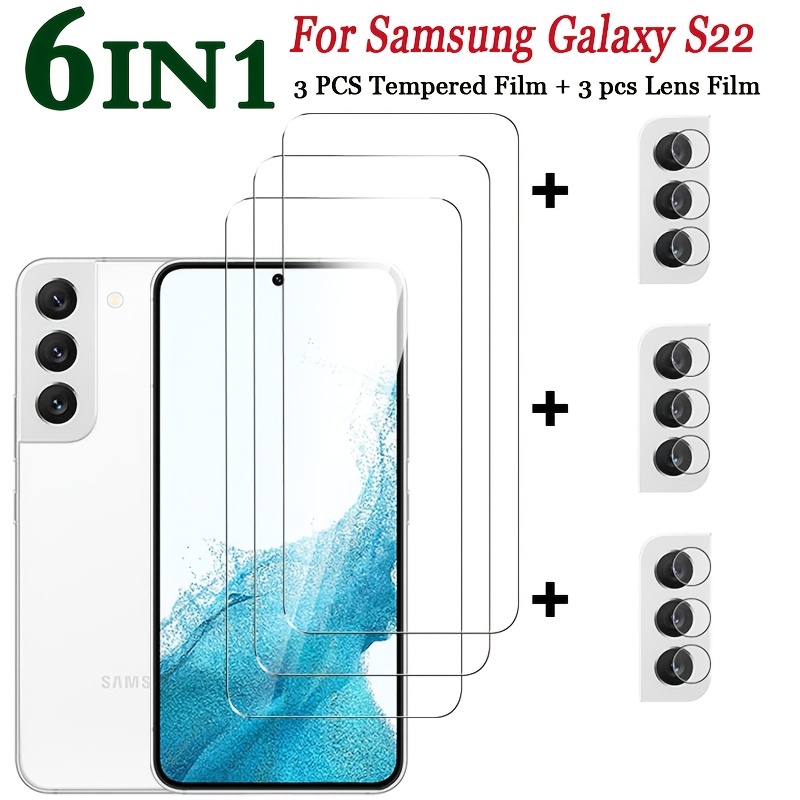 TEMU (3 3) For For Galaxy S22 Full Cover Screen Protector For For Galaxy S22 Tempered Glass For For Galaxy S22 Lens Film