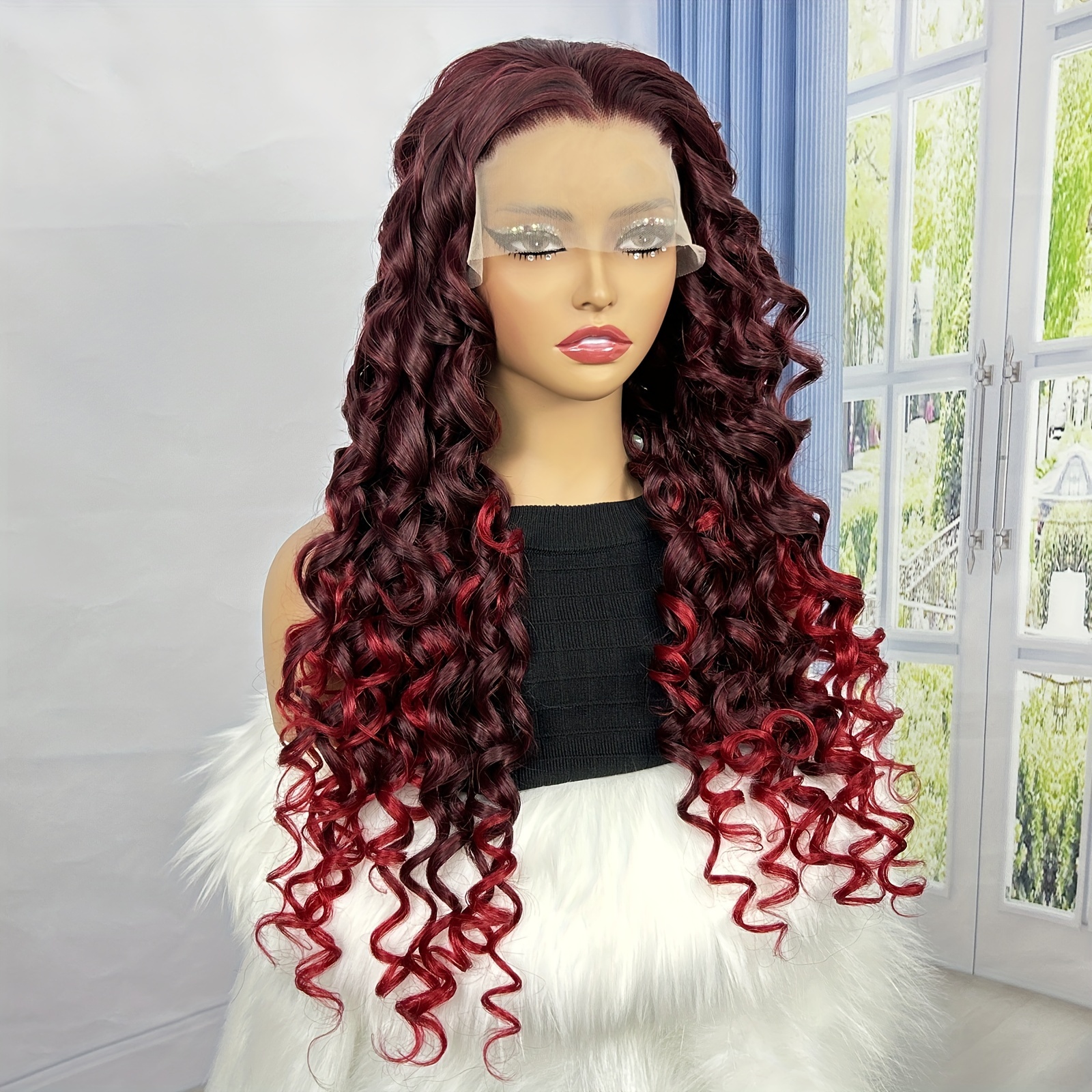 Synthetic Big Curly Wavy Free Parting Lace Wigs High Temu