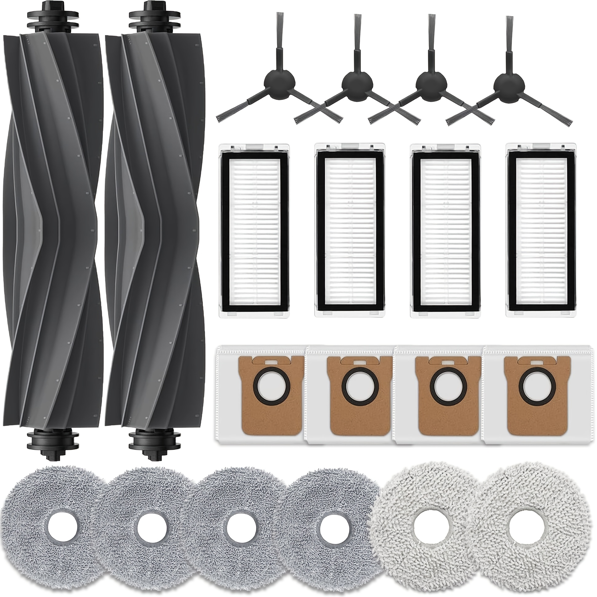 Image of 20pcs Accessory Set For L20 Ultra, 6 Mop Pads 4 X Dust Bags 2 X Main Brush 4 X Side Brushes 4 X Filters Robot Vacuum Cleaner Replacement Parts Accessories