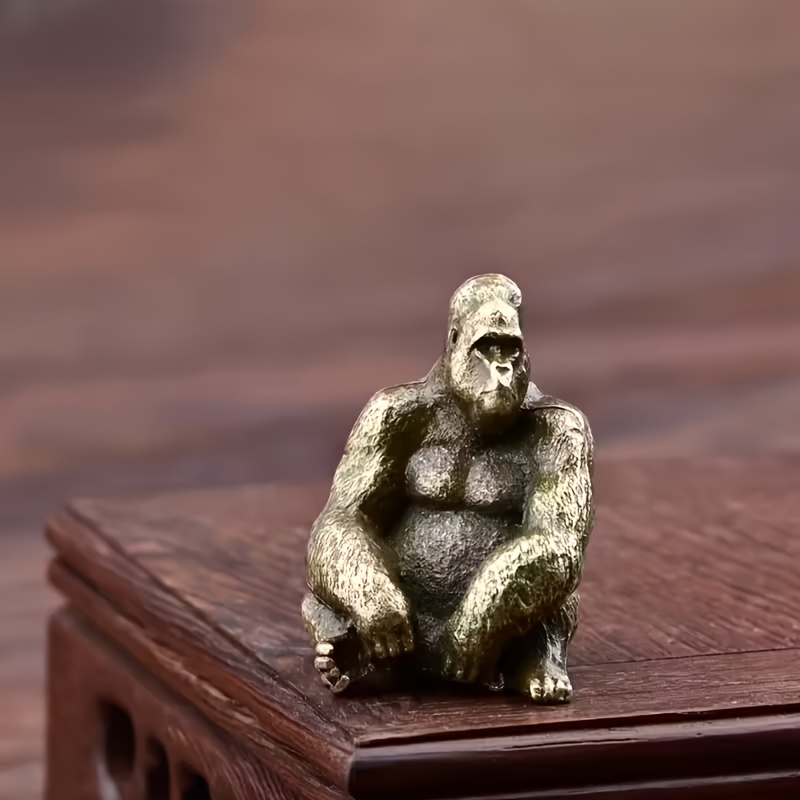 E-shop Gorilla Statue | Kupferhandwerk Sammlerstück, geeignet für Büro, Arbeitszimmer, Schlafzimmer, Wohnzimmer Schreibtischdeko, Tee-Tier Ornament