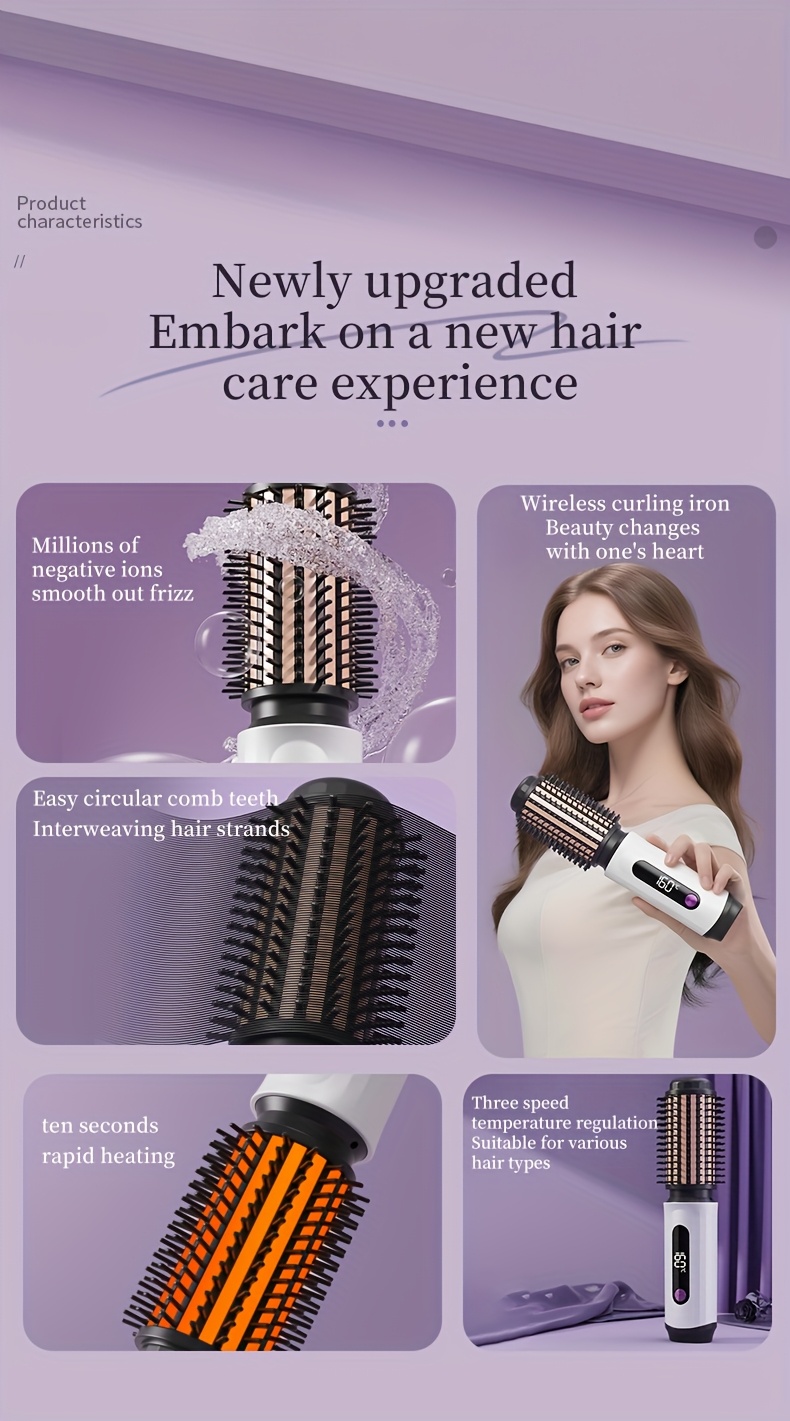 Nieuwe USB Oplaadbare Grensoverschrijdende 2-in-1 LCD Display Krultang en Stijltang, Dual-Use Draadloos Draagbaar Elektrisch Haarstyling Gereedschap voor Stijlen en Krullen