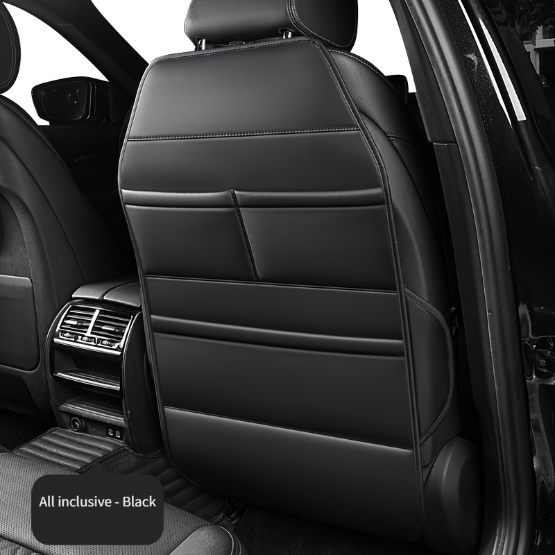 Premium PU Leather Car Seat Kick Mat - All-Inclusive Rear Storage Organizer, Long Waterproof & Dirt-Proof Back Protector