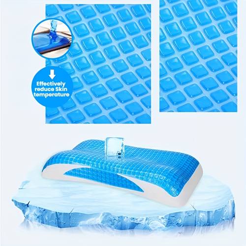 1 gel memory foam pillow cooling medium firmness slow rebound breathable polyester cover with zipper suitable for side back and stomach sleeping 68 40cm 26 77 15 75inch
