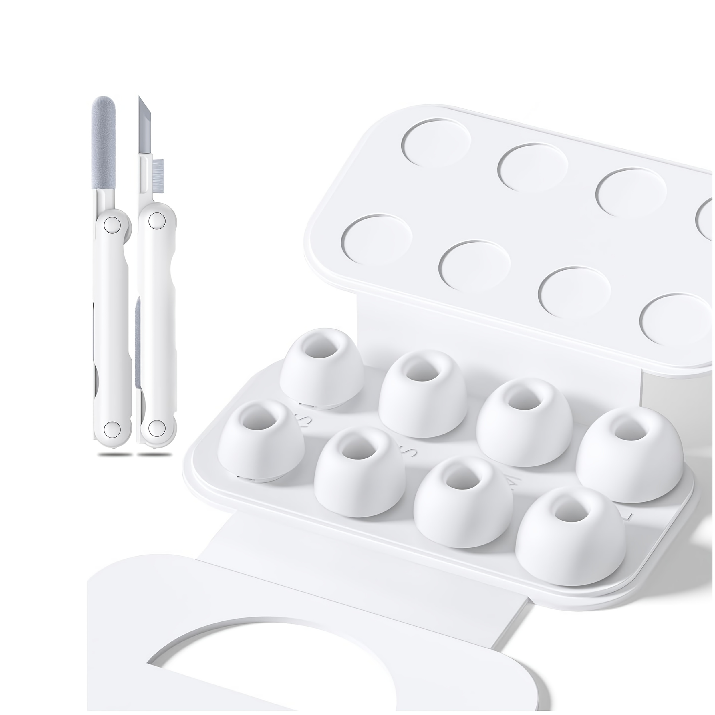 9pcs cleaning kit 4 pairs of silicone earbud tips and double ended cleaning pen silicone earbud replacement caps replacement ear pads for   pro 1 2 with noise reduction hole design including silicone earbuds