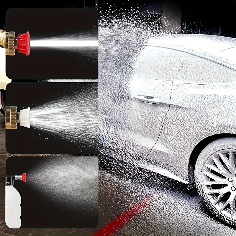portable cordless handheld high pressure car wash gun 2 rechargeable battery powered nozzle stainless steel handheld pressure car wash gun cleaning kit for car detailing fencing floor cleaning plants and more details 6