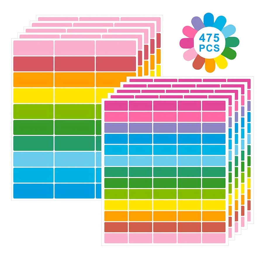 item picture 475pcs removable labels colors self   rectangular stickers for food containers kitchen restaurant storage organization 10 sheets 2 sizes