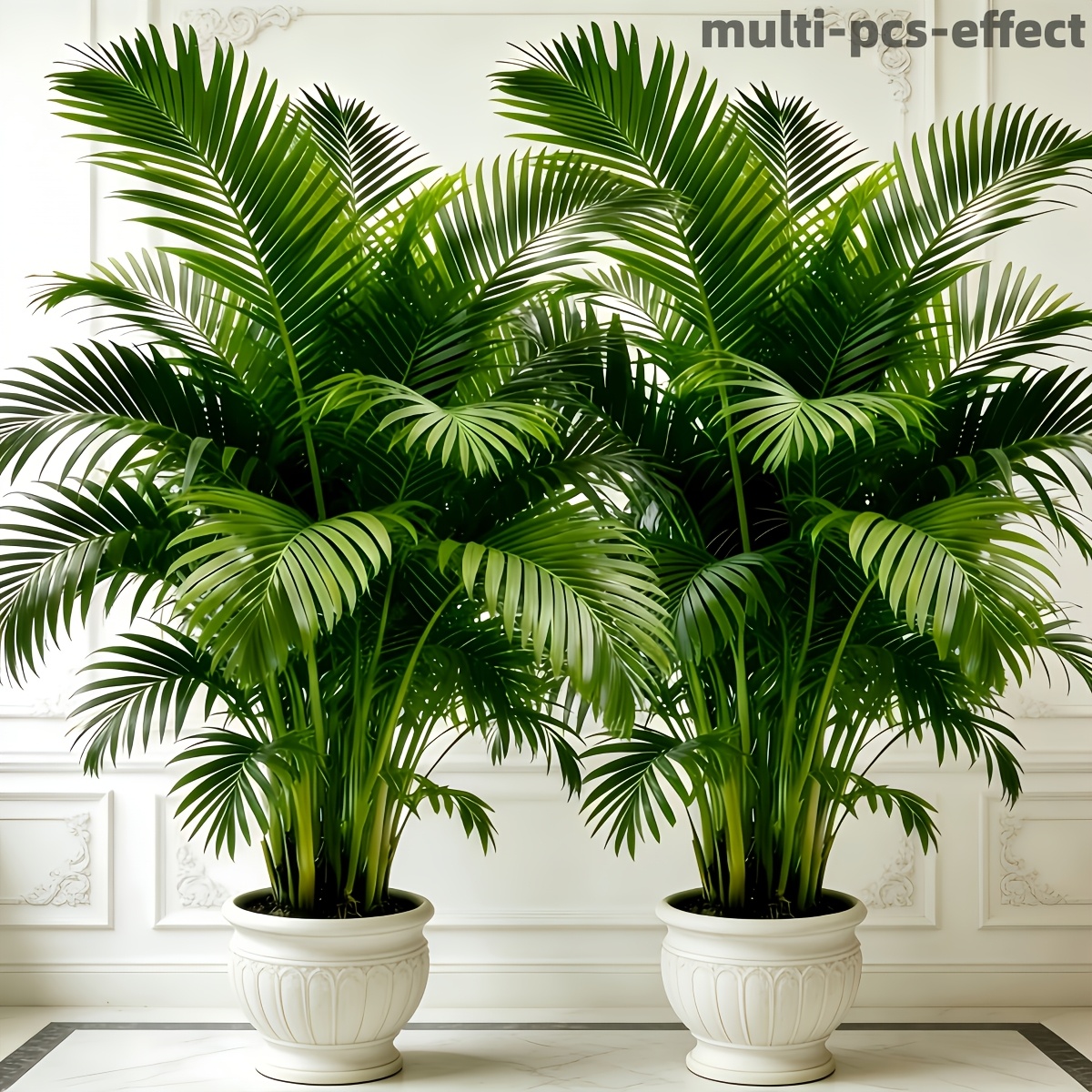 Palmera de simulación grande, diseñada para el estilo pastoral de primavera y verano, forma hermosa y hojas naturales, fácil para crear un ambiente de curación; adecuada para uso en interiores y exteriores, recreando la sensación de vacaciones campestres en escenarios al aire libre