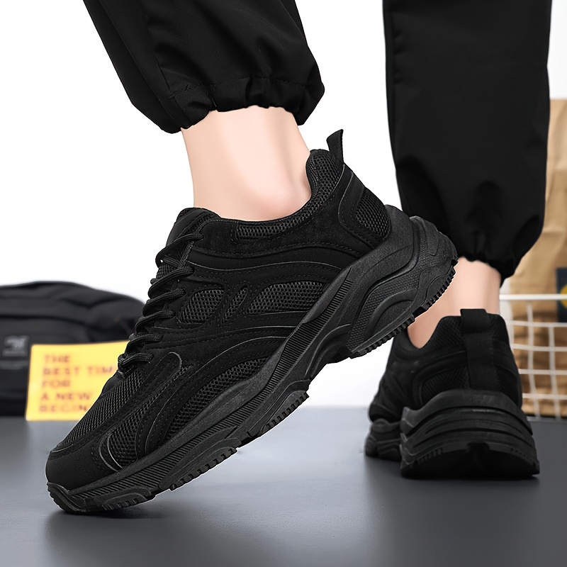

Men's Solid Trendy Chunky Shoes, Non Slip Durable Outdoor Sneakers For Traveling Park Workout