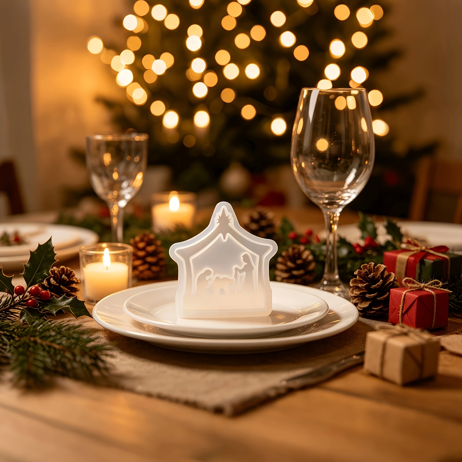 TEMU Molde de Navideño, Molde de Jabón de Navideño, Molde de Vela de Navideño, Molde de Resina de Silicona para Vela Jabón Gesso Artesanía Decoración