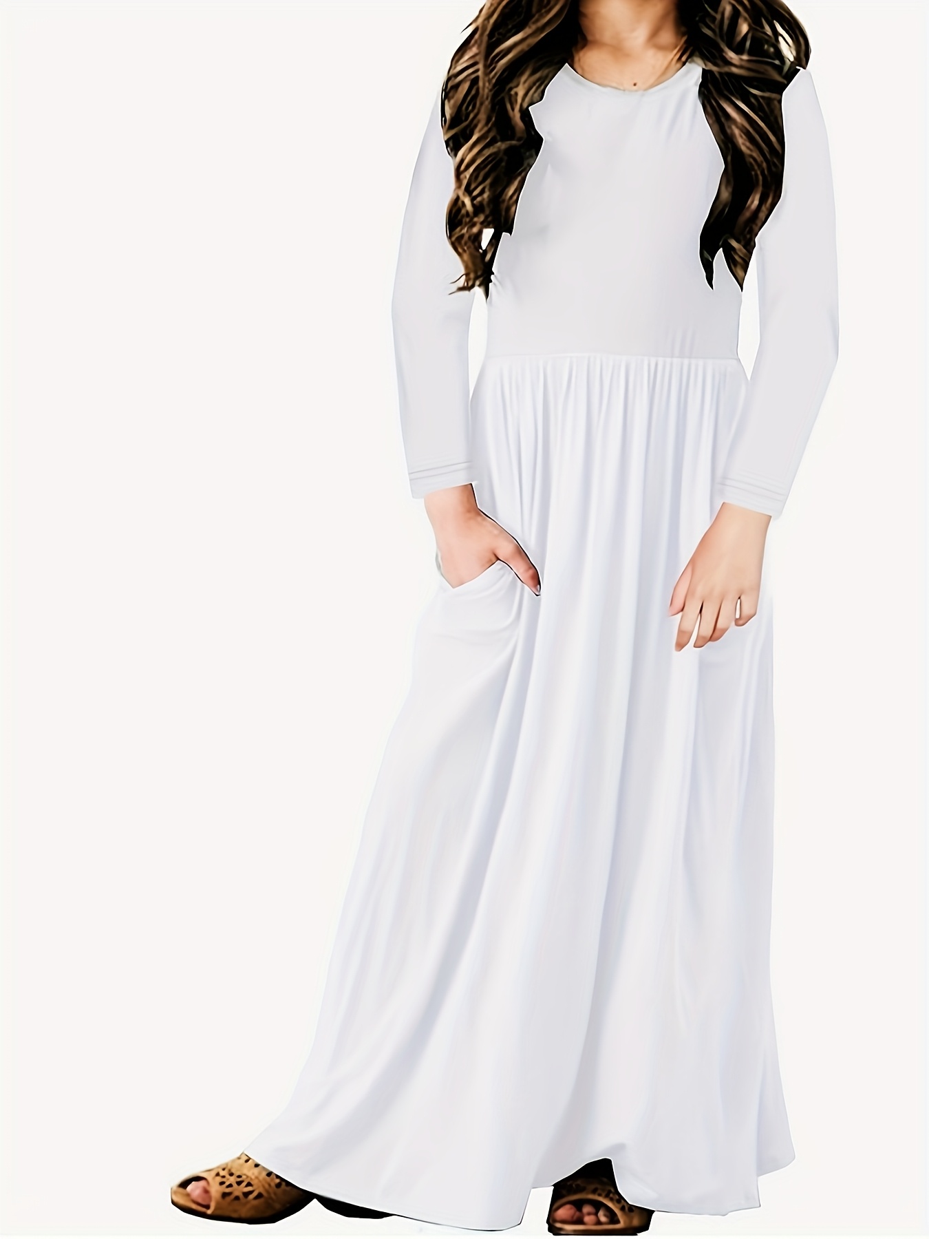 girls long sleeve maxi dress elegant long formal casual - Temu Mauritius