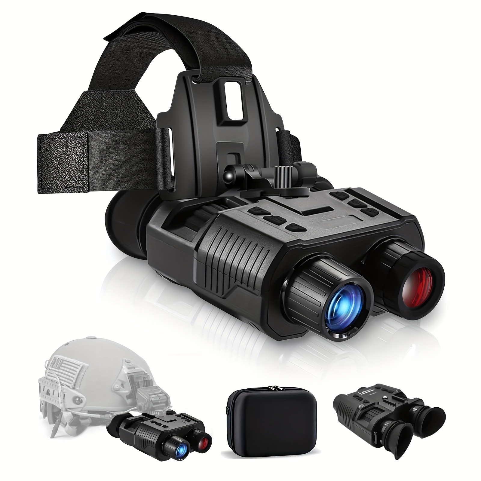 TEMU Head-mounted Night Goggles, 3d Night Binoculars, 4x Digital Zoom And Fov 10° With Mount And Compatible Helmet, For Hunting & Surveillance, Fhd 4k Video For Viewing 984ft