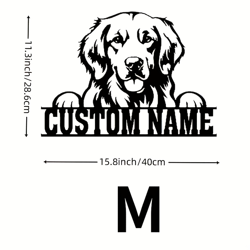 TEMU 1 Personalized Golden Retriever Dog Wall Decoration, Customized Carving Sign, With Family And House Number, Suitable For Dog Lovers To Decorate