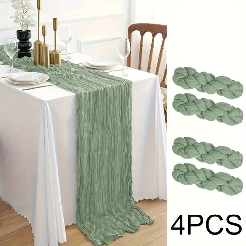 4pcs of mouse tail green table runners elegant valentines day wedding party table runner washable suitable for weddings birthdays baptisms dining scenes convenient and easy and beautiful table decoration decorating a romantic atmosphere