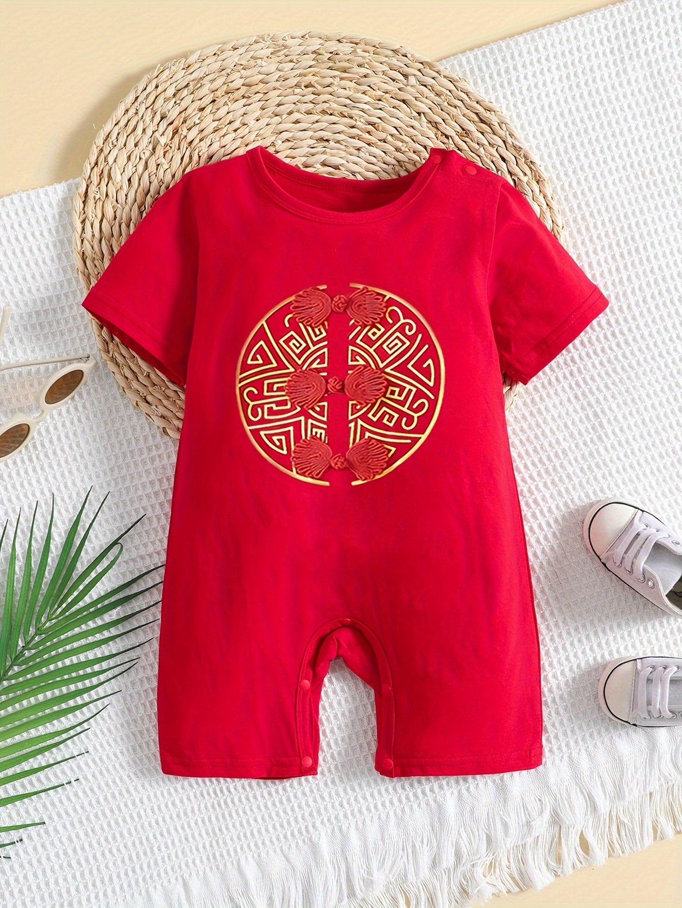 Baby Boys Vintage Chinese Style Short Sleeve Romper Summer Temu Canada